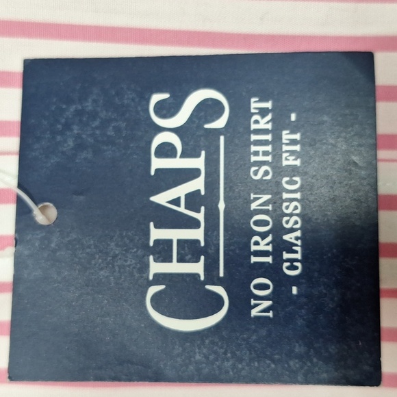 Chaps "NEW" Pink White No Iron Shirt Classic Fit Preppy Button Down Shirt Size M - Picture 10 of 12